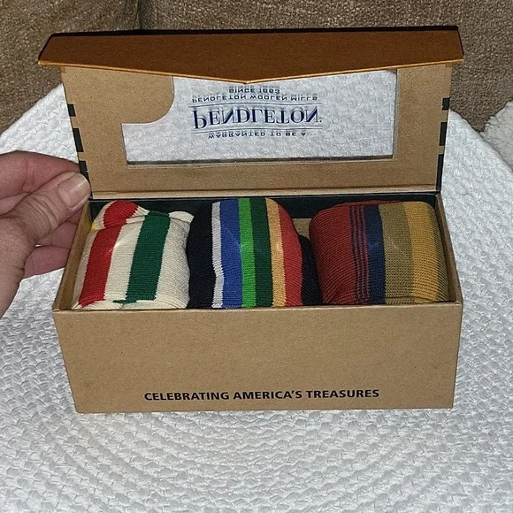 Pendleton Large Kids Striped 3 Pair Crew Socks National Park Collection - Picture 3 of 10